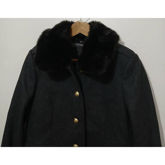 J crew womens Size 8 melton wool long coat dark gray Italian di carmignano - Picture 4 of 8